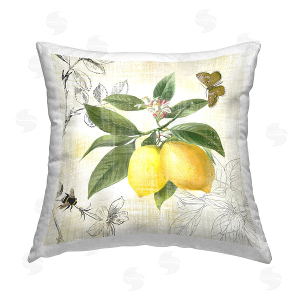 stupell industries Nan | Vintage Lemons & Insects Printed Throw Pillow