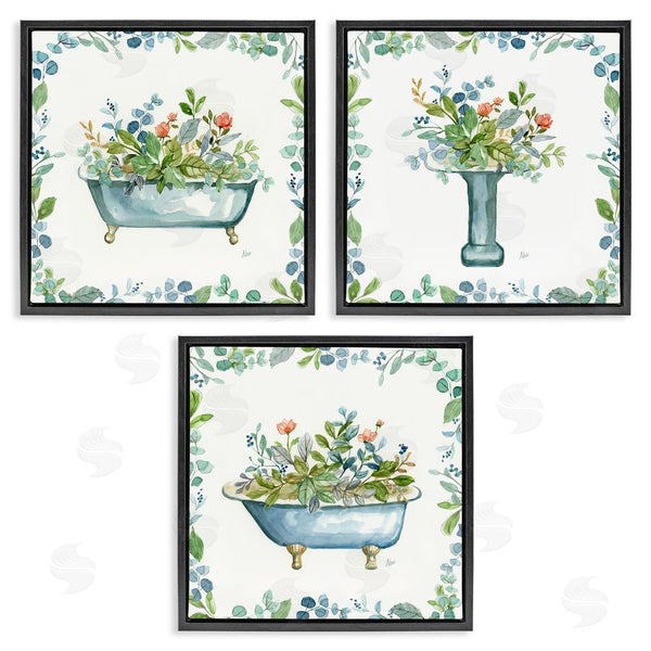 Stupell Industries Nan | Watercolor Floral Bathroom Wall Art