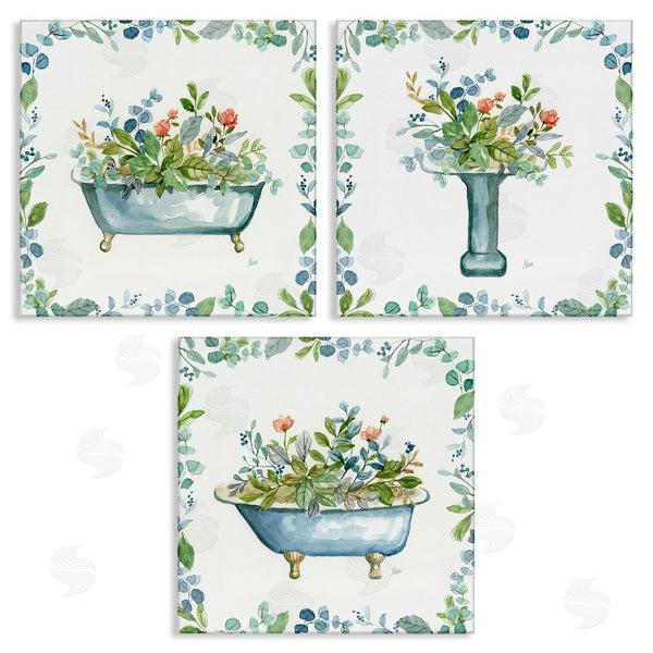 stupell industries Nan | Watercolor Floral Bathroom Wall Art