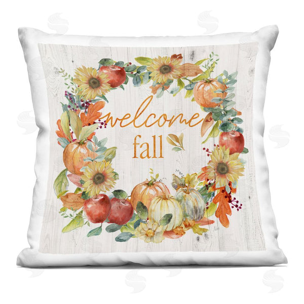 stupell industries Nan | Welcome Fall Pumpkin Wreath Printed Throw Pillow