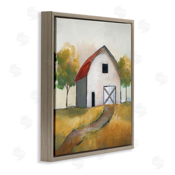 Stupell Industries Nan | White Barn Building Between Orchard Trees Autumn Landscape Wall Art