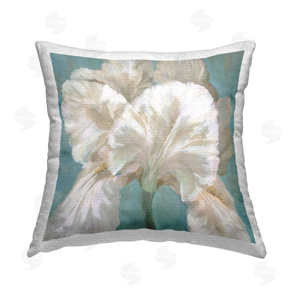 Stupell Industries Nan | White Iris On Blue Printed Throw Pillow
