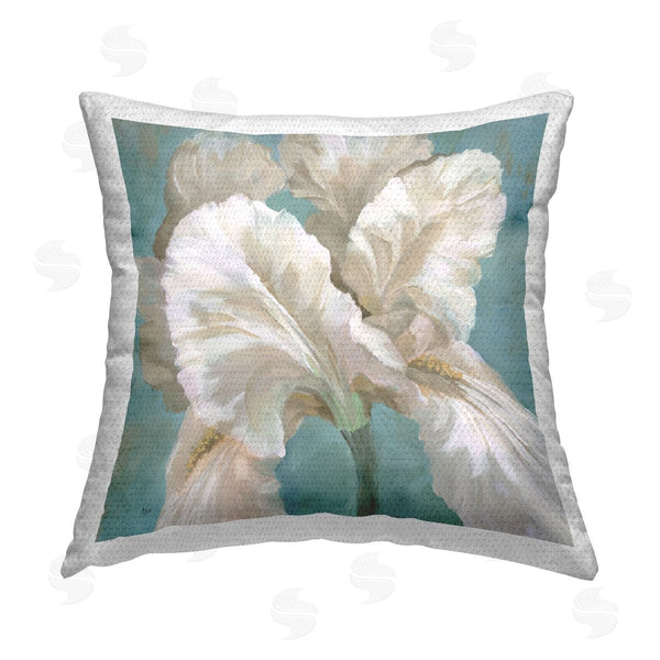 Stupell Industries Nan | White Iris Petals Printed Throw Pillow