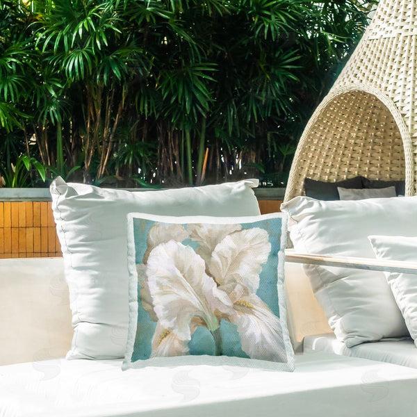 Stupell Industries Nan | White Iris Petals Printed Throw Pillow