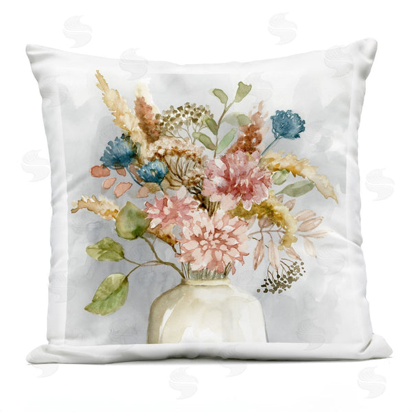 Stupell Industries Nan | Wildflower Watercolor Bouquet Country Vase Floral Painting Printed Throw Pillow