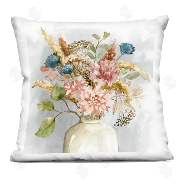 stupell industries Nan | Wildflower Watercolor Bouquet Country Vase Floral Painting Printed Throw Pillow