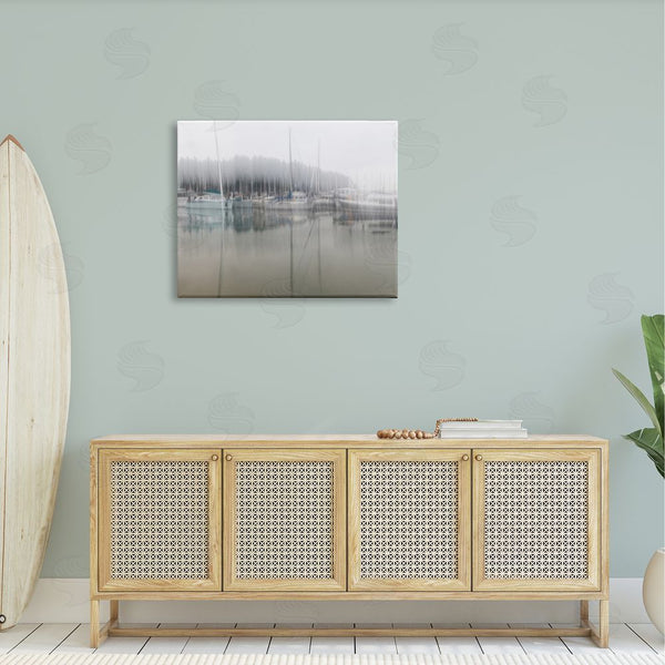 Stupell Industries Nancy Crowell | Foggy Weather Boat Marina Peaceful Floating Watercraft Wall Art