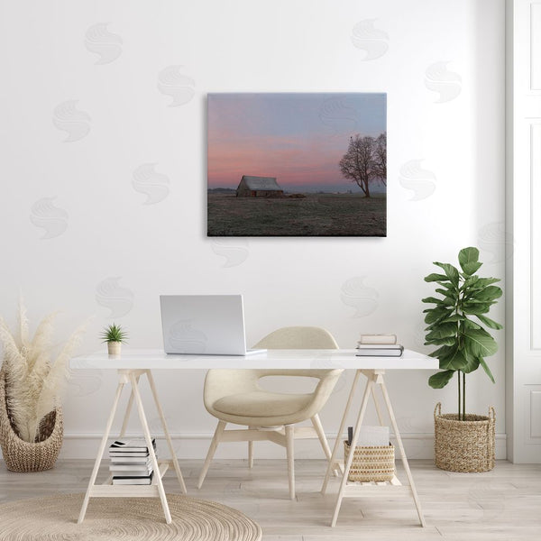 Stupell Industries Nancy Crowell | Lone Grassland Cabin Rural Trees Sunset Sky Wall Art