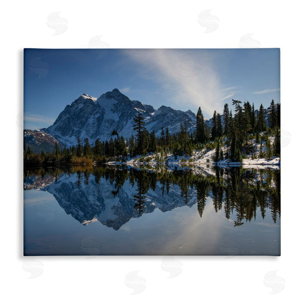 stupell industries Nancy Crowell | Winter Lake Snowy Mountain Landscape Water Reflection Wall Art