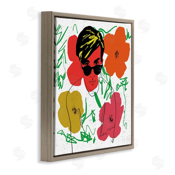 Stupell Industries Nancy Ferrara | Andy In Glasses Expressive Artist Abstract Flowers Wall Art