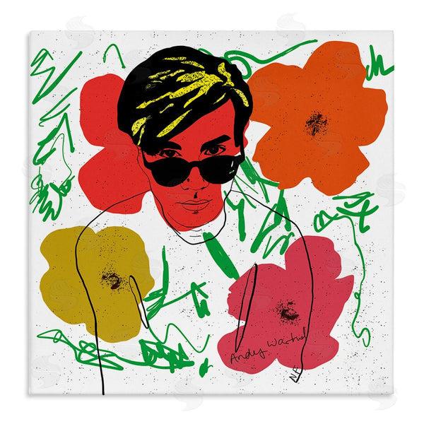 stupell industries Nancy Ferrara | Andy In Glasses Expressive Artist Abstract Flowers Wall Art