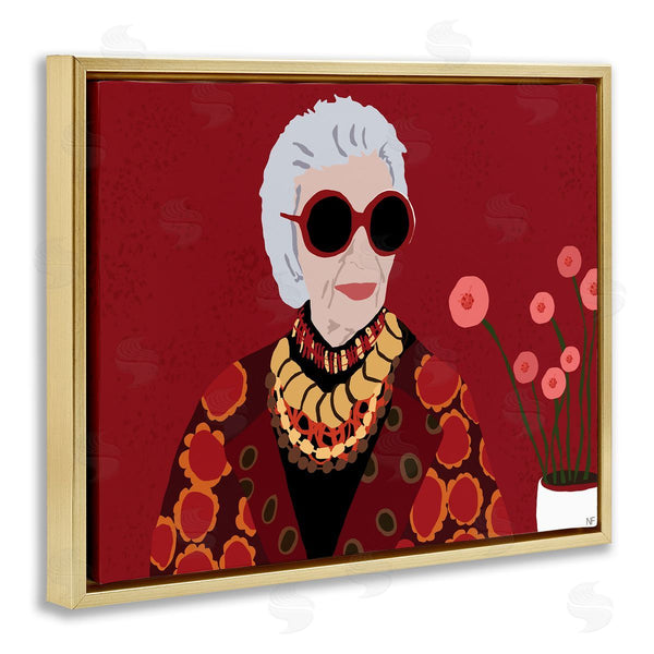 Stupell Industries Nancy Ferrara | Apfel Fashion Icon Glamourous Red Portrait