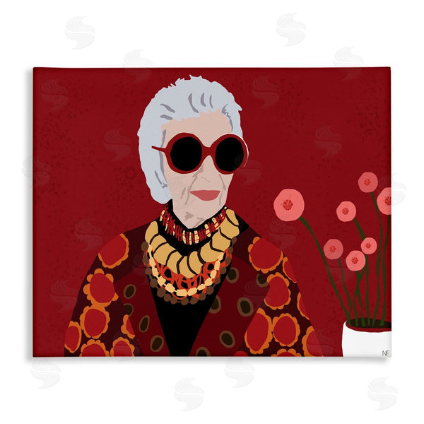 stupell industries Nancy Ferrara | Apfel Fashion Icon Glamourous Red Portrait