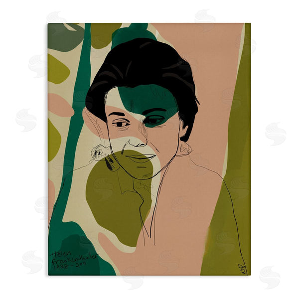 stupell industries Nancy Ferrara | Frankenthaler Painter Portrait Abstract Green Shapes