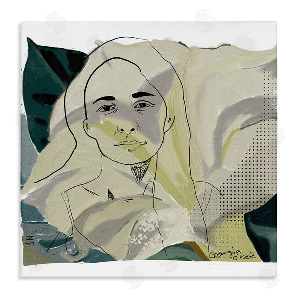 stupell industries Nancy Ferrara | O'Keefe Artist Portrait Off-White Lily Floral Wall Art