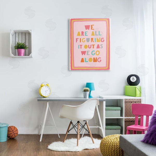 Stupell Industries Nancy McKenzie | Figuring Out As We Go Phrase Playful Pink Shapes Wall Art
