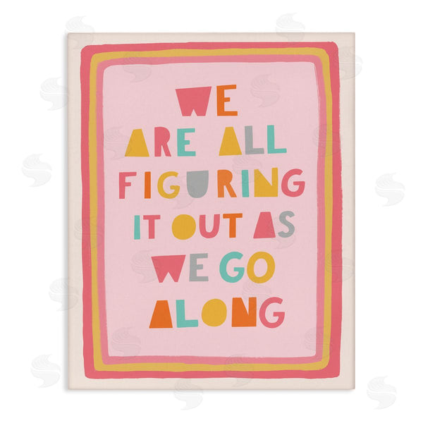 stupell industries Nancy McKenzie | Figuring Out as We Go Phrase Playful Pink Shapes Wall Art