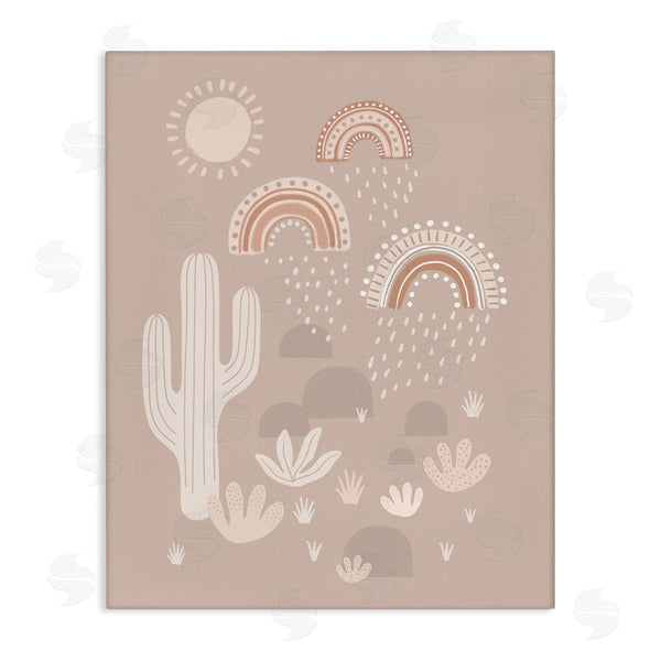 stupell industries Nancy McKenzie | Muted Desert Landscape Triple Rainbow Soft Cactus Wall Art