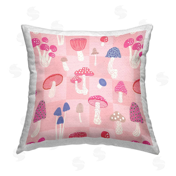 Stupell Industries Nancy McKenzie | Pastel Pink Mushrooms Printed Throw Pillow