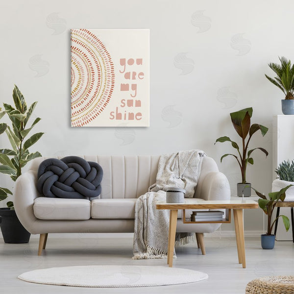 Stupell Industries Nancy McKenzie | You're My Sunshine Motivational Phrase Boho Stripe Circle Wall Art