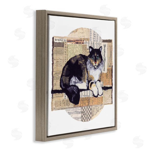 Stupell Industries Nancy Overton | Cat With Vintage Collage