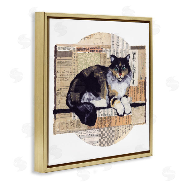 Stupell Industries Nancy Overton | Cat With Vintage Collage