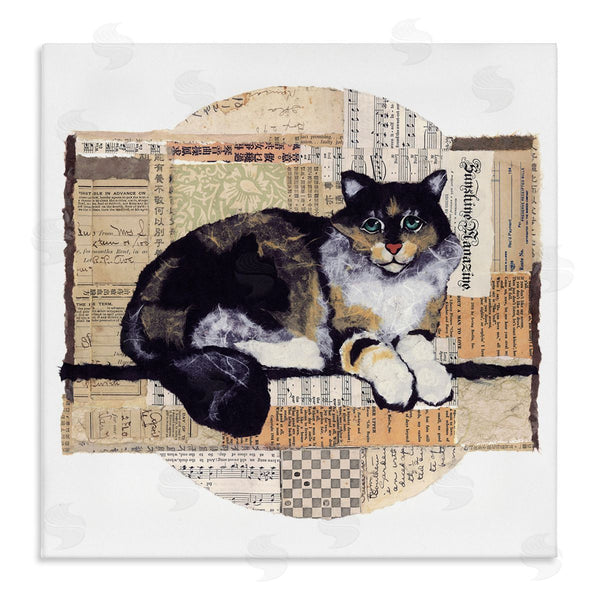 stupell industries Nancy Overton | Cat with Vintage Collage