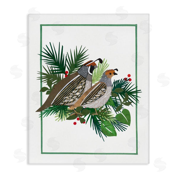 stupell industries Nancy Overton | Christmas Quail & Fir Wall Art