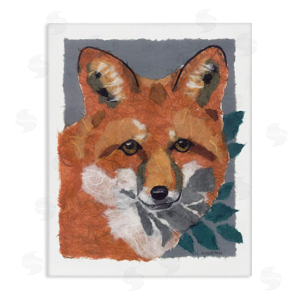 stupell industries Nancy Overton | Fox with Opaque Leaves