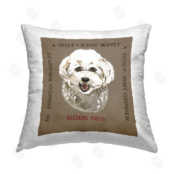 Stupell Industries Nancy Overton | Fun Bichon Frise Phrases Printed Throw Pillow