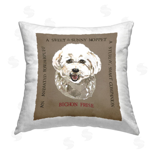 stupell industries Nancy Overton | Fun Bichon Frise Phrases Printed Throw Pillow