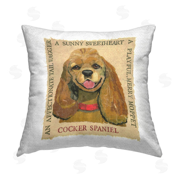 Stupell Industries Nancy Overton | Fun Cocker Spaniel Phrases Printed Throw Pillow