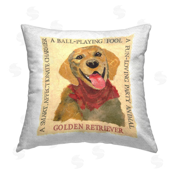 Stupell Industries Nancy Overton | Fun Golden Retriever Phrases Printed Throw Pillow