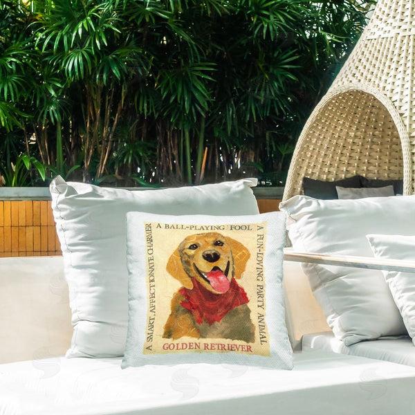 Stupell Industries Nancy Overton | Fun Golden Retriever Phrases Printed Throw Pillow