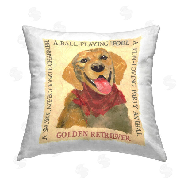stupell industries Nancy Overton | Fun Golden Retriever Phrases Printed Throw Pillow