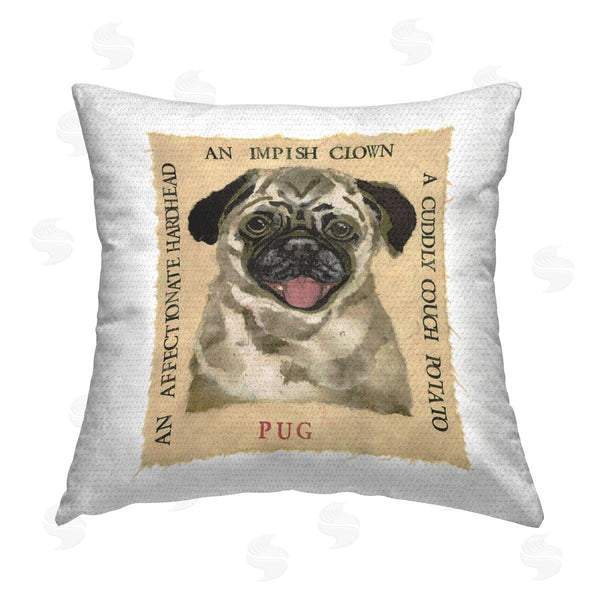 Stupell Industries Nancy Overton | Fun Pug Pet Phrases Printed Throw Pillow