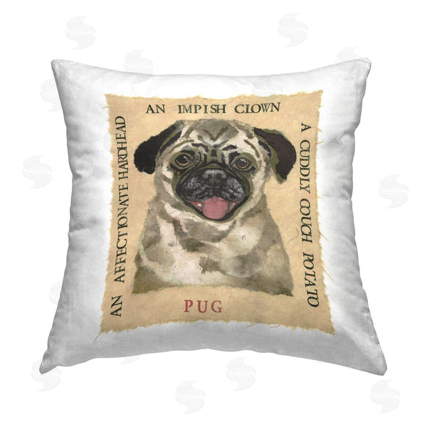 stupell industries Nancy Overton | Fun Pug Pet Phrases Printed Throw Pillow
