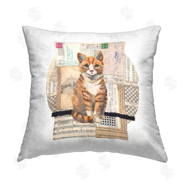 Stupell Industries Nancy Overton | Orange Cat Collage Printed Throw Pillow