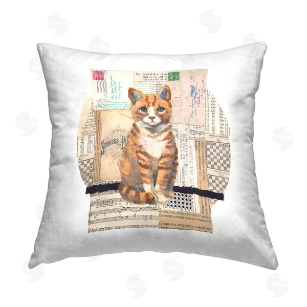 stupell industries Nancy Overton | Orange Cat Collage Printed Throw Pillow