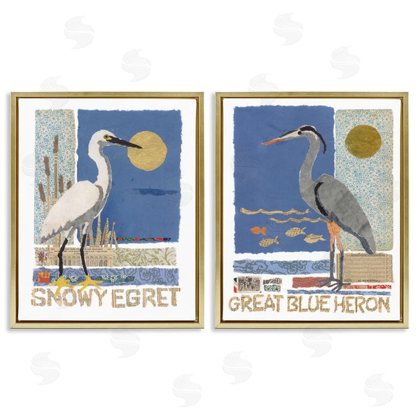 Stupell Industries Nancy Overton | Snowy Egret & Great Blue Heron