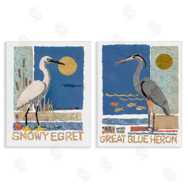 stupell industries Nancy Overton | Snowy Egret & Great Blue Heron
