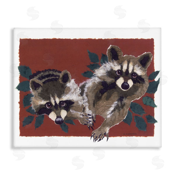 stupell industries Nancy Overton | Two Raccoons and Leaves