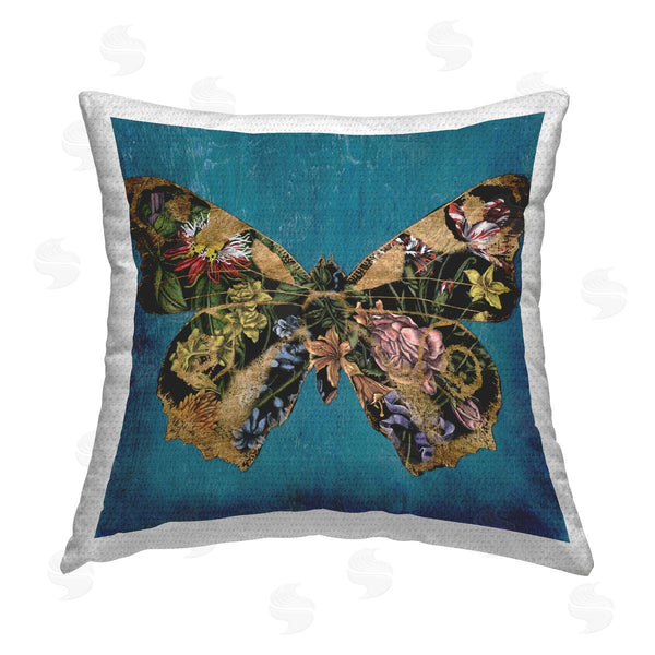 Stupell Industries Naomi McCavitt | Vivid Blue With Butterfly Printed Throw Pillow
