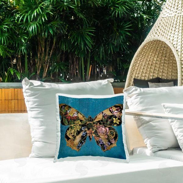 Stupell Industries Naomi McCavitt | Vivid Blue With Butterfly Printed Throw Pillow