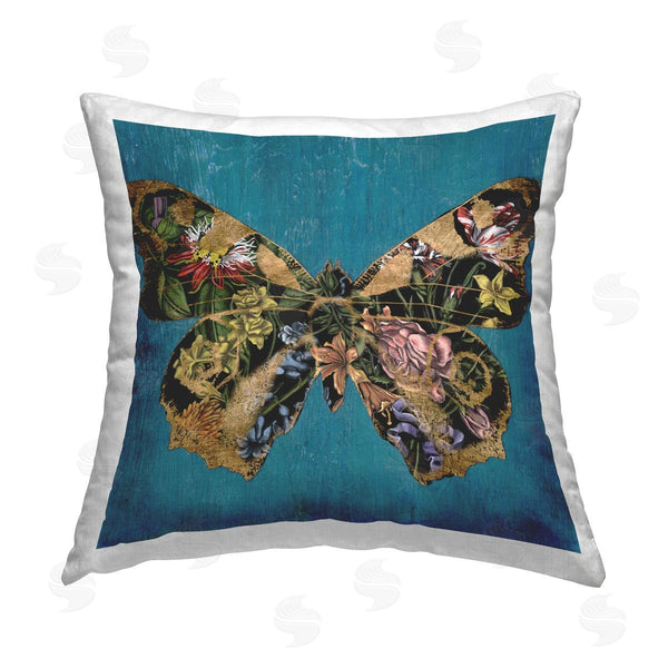 stupell industries Naomi McCavitt | Vivid Blue with Butterfly Printed Throw Pillow