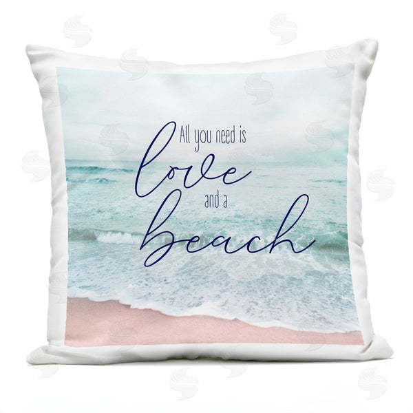 Stupell Industries Natalie Carpentieri | All You Need Love & A Beach Phrase Printed Throw Pillow