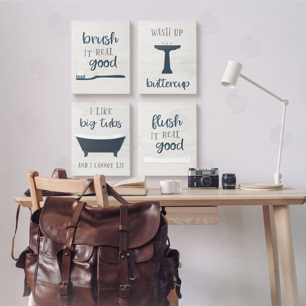 Stupell Industries Natalie Carpentieri | Bathroom Rules Humor Good Hygiene Puns Wall Art