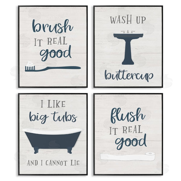 Stupell Industries Natalie Carpentieri | Bathroom Rules Humor Good Hygiene Puns Wall Art