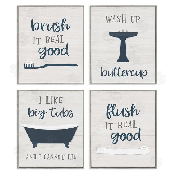 Stupell Industries Natalie Carpentieri | Bathroom Rules Humor Good Hygiene Puns Wall Art