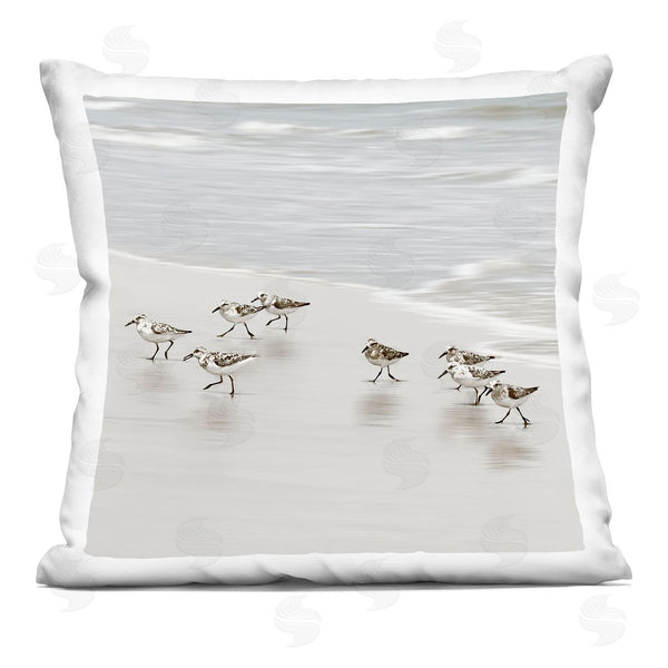 stupell industries Natalie Carpentieri | Beach Birds Scurrying Printed Throw Pillow